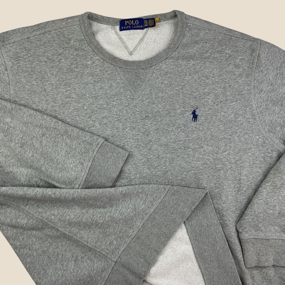 Polo Ralph Lauren Sweatshirt Crew Pullover Men Sz 2XL Heather Gray Blue Pony